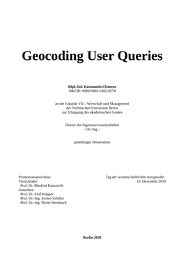 Geocoding User Queries