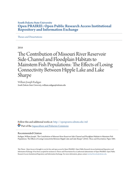 The Contribution of Missouri River Reservoir Side-Channel And