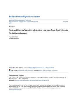 Trial and Error in Transitional Justice: Learning from South Korea's Truth Commissions