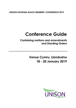 Conference Guide Containing Motions and Amendments and Standing Orders