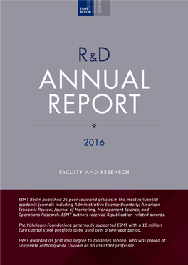 ESMT Berlin R&D Annual Report 2016