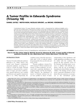 A Tumor Profile in Edwards Syndrome