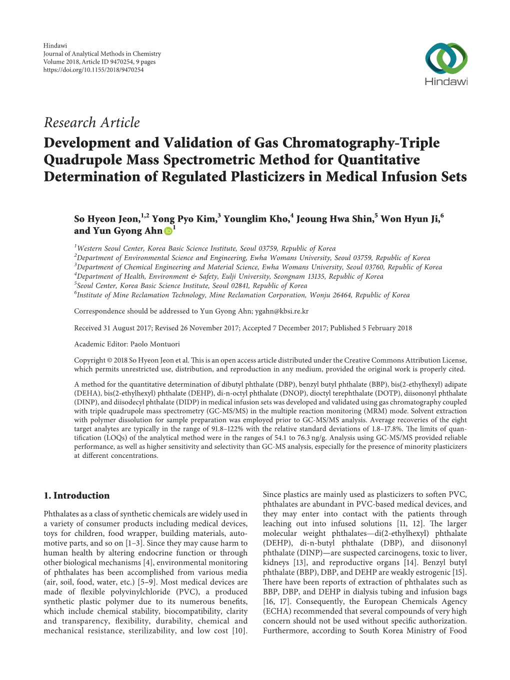 Development and Validation of Gas Chromatography-Triple Quadrupole