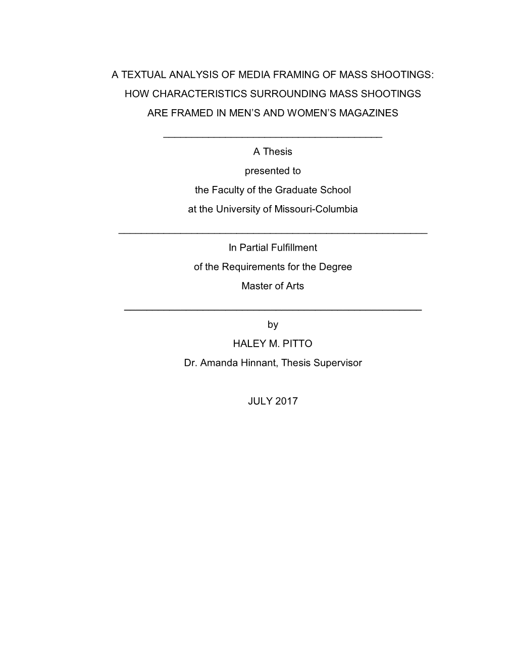 A Textual Analysis of Media Framing of Mass Shootings