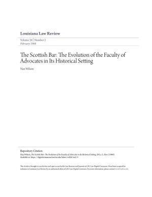The Scottish Bar: the Evolution of the Faculty of Advocates in Its Historical Setting, 28 La