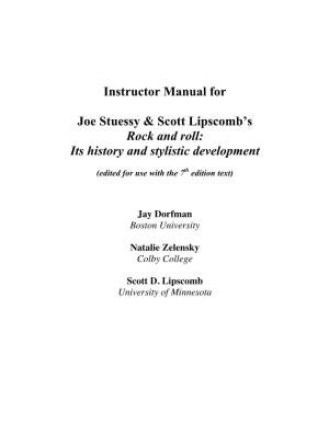 Instructor Manual for Joe Stuessy & Scott Lipscomb's Rock and Roll