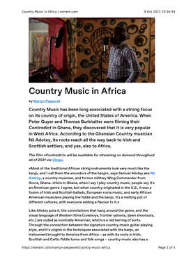 Country Music in Africa | Norient.Com 9 Oct 2021 23:34:54