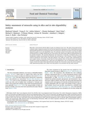 Safety Assessment of Miraculin Using in Silico and in Vitro Digestibility Analyses T