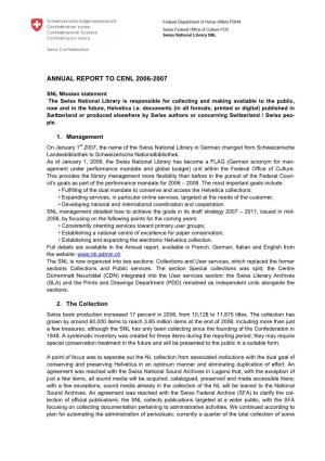 Annual Report to Cenl 2006-2007