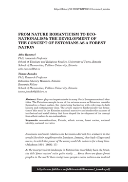 From Nature Romanticism to Eco-Nationalism