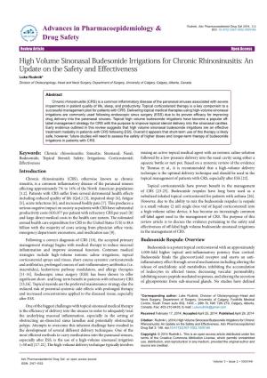 High Volume Sinonasal Budesonide Irrigations for Chronic Rhinosinusitis