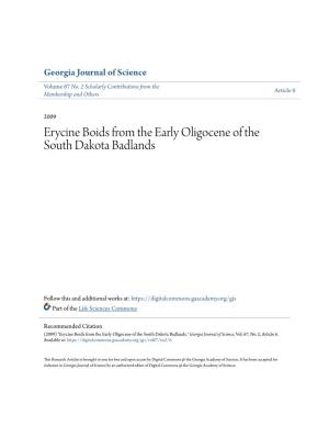 Erycine Boids from the Early Oligocene of the South Dakota Badlands