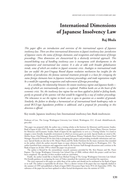International Dimensions of Japanese Insolvency Law