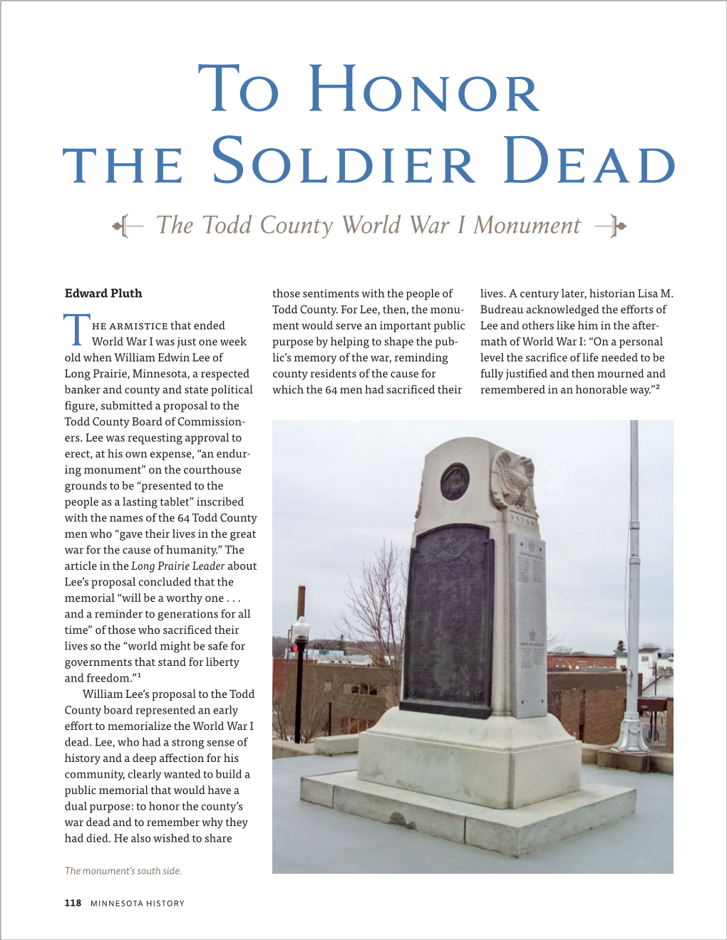 The Todd County World War I Monument