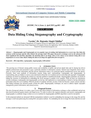 Data Hiding Using Steganography and Cryptography