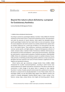 Beyond the Nature-Culture Dichotomy: a Proposal for Evolutionary Aesthetics