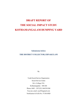 Draft Report of the Social Impact Study
