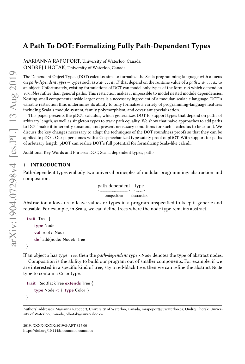 A Path to DOT: Formalizing Fully Path-Dependent Types