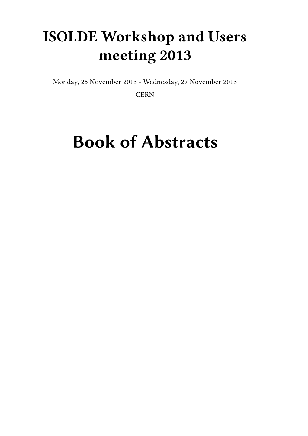 Book of Abstracts Ii Contents