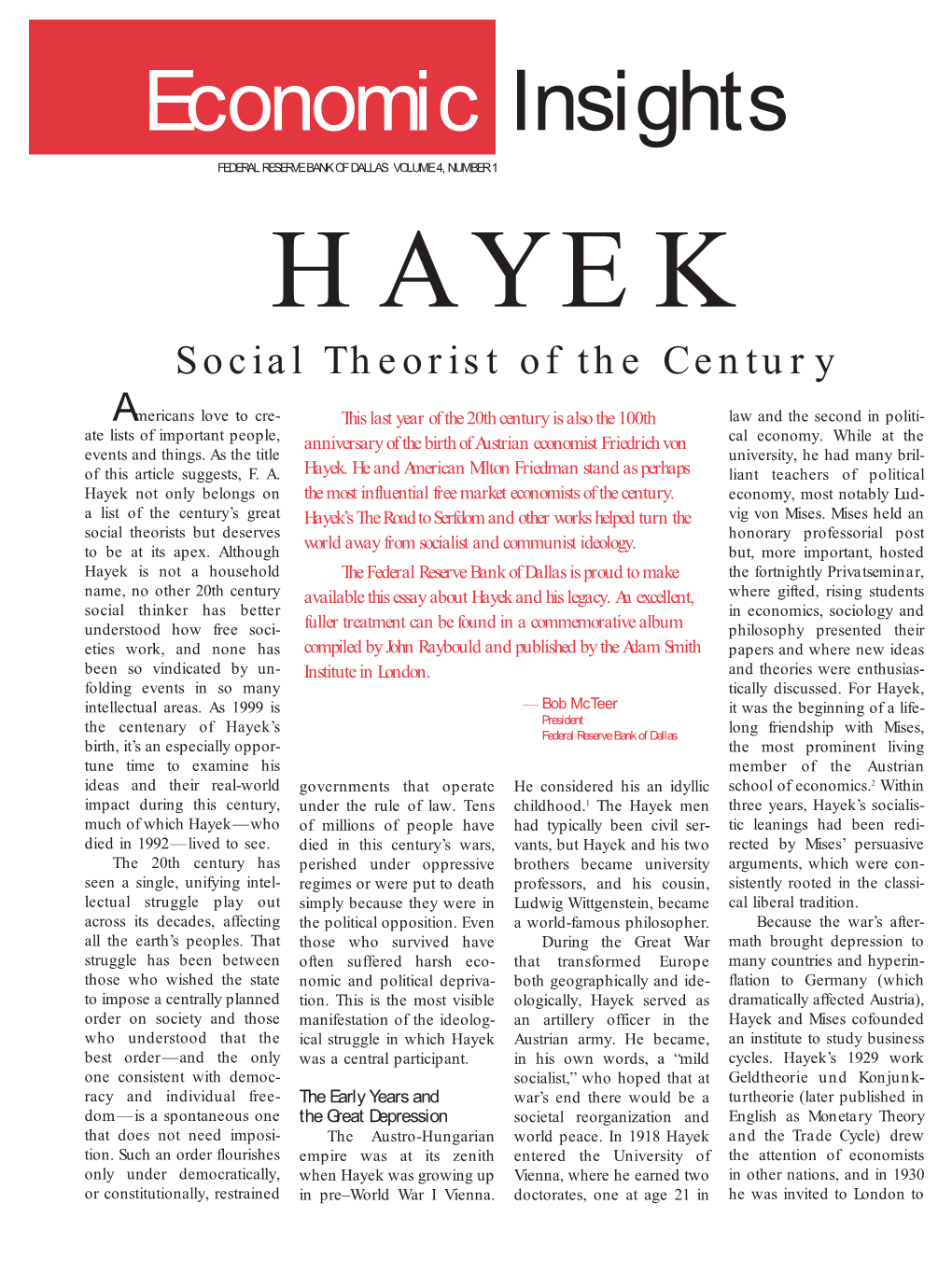 HAYEK Social Theorist of the Century