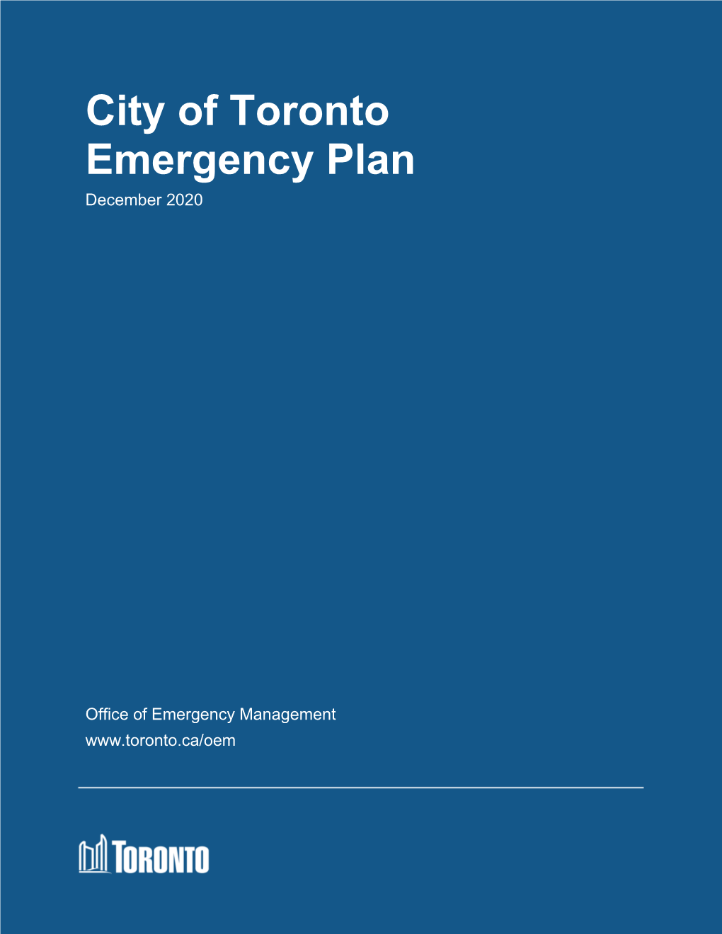 City of Toronto Emergency Plan December 2020