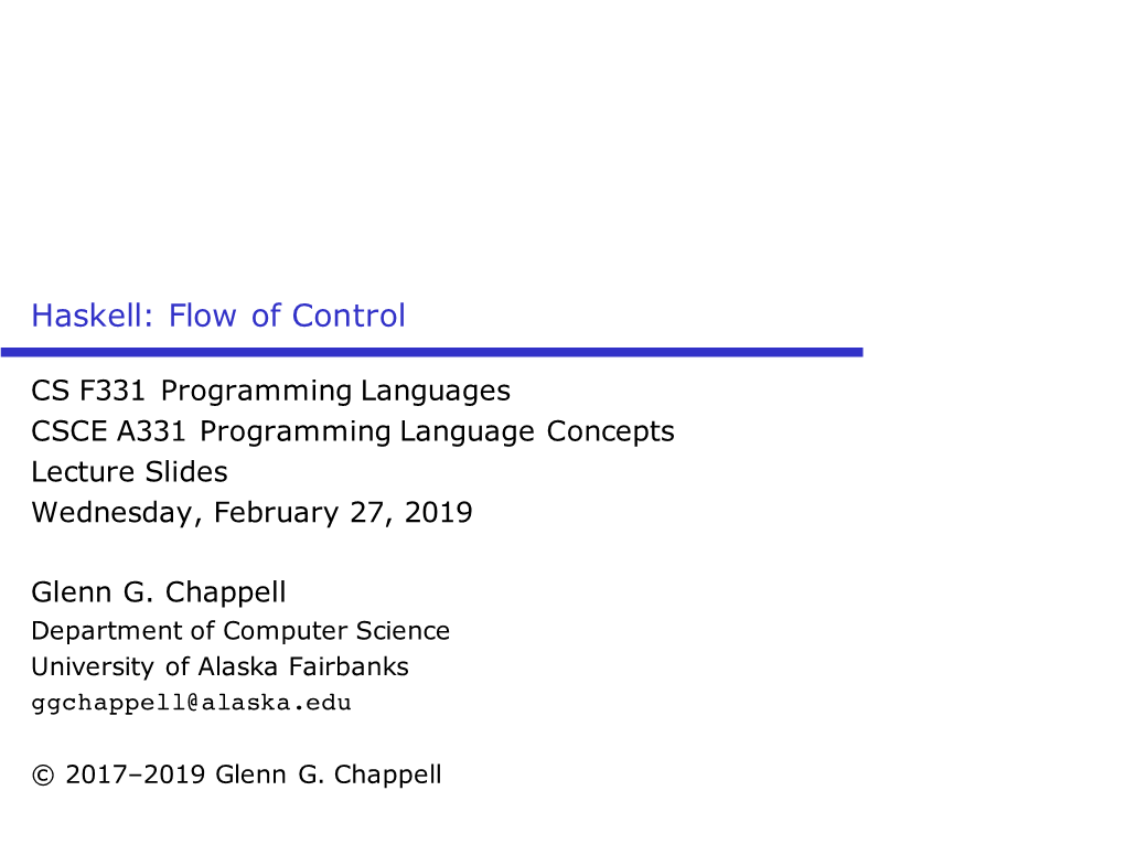 Haskell: Flow of Control