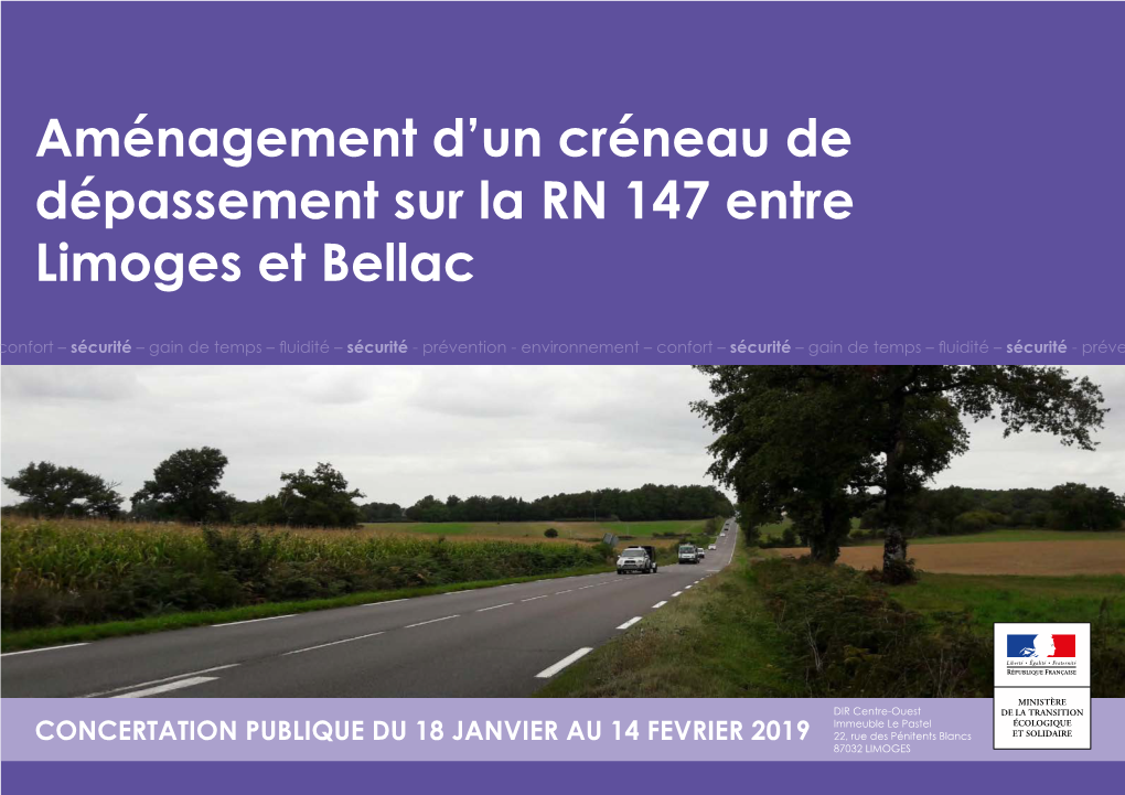 Aménagement D'un Créneau De Dépassement Sur La RN 147 Entre Limoges Et Bellac