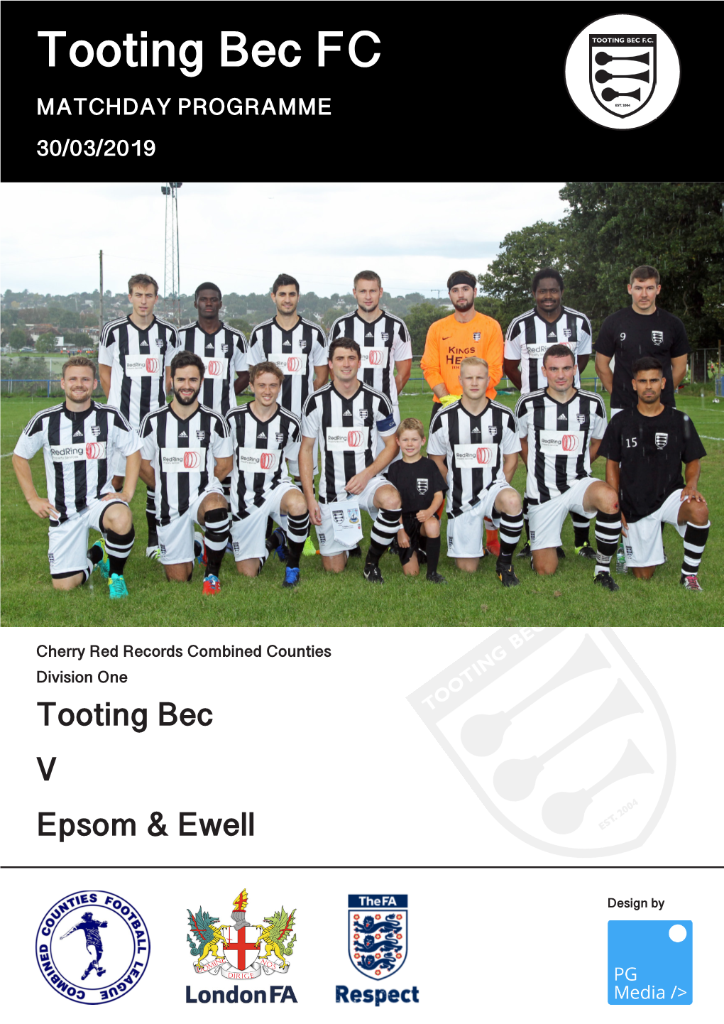 Tooting Bec FC MATCHDAY PROGRAMME 30/03/2019