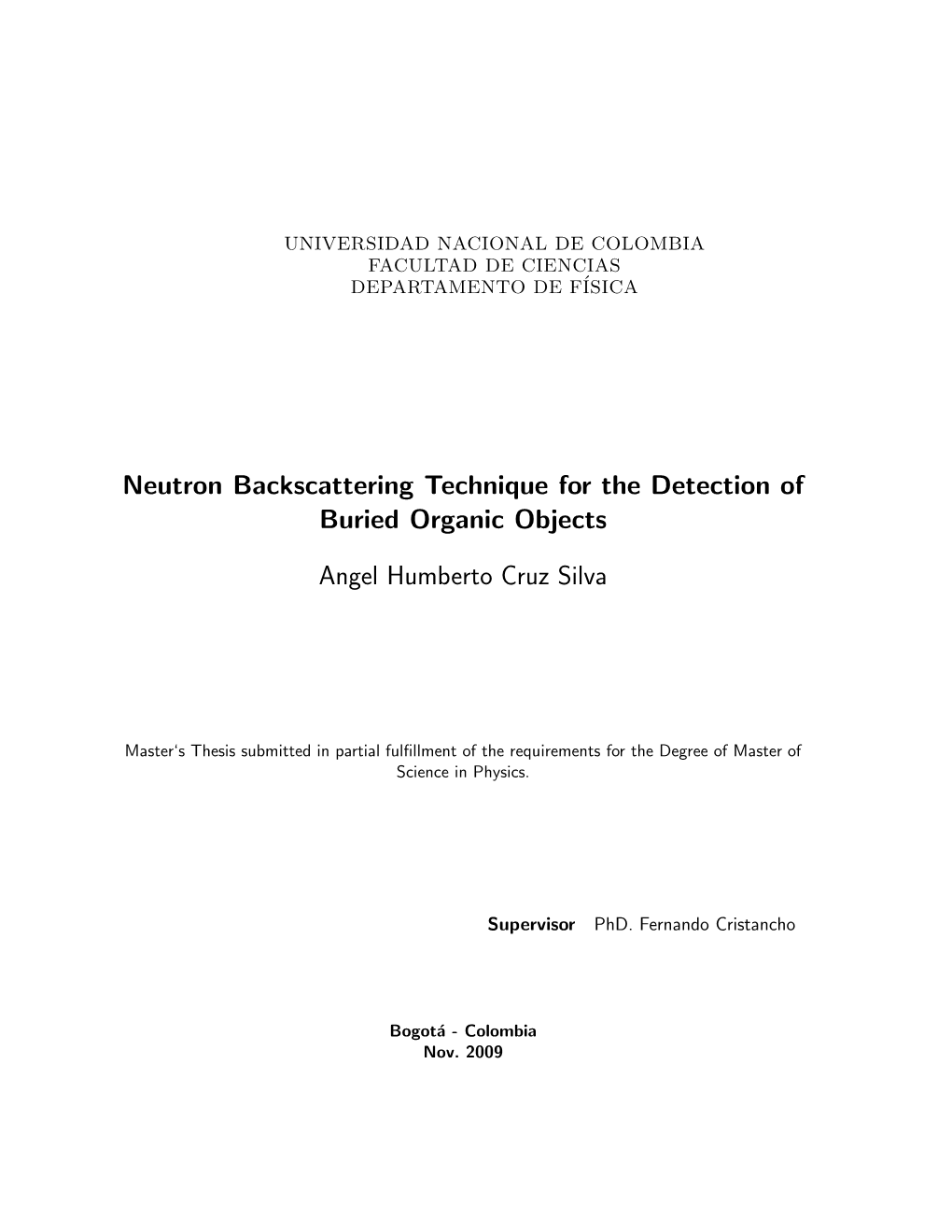 Neutron Backscattering Technique for the Detection of Buried Organic Objects