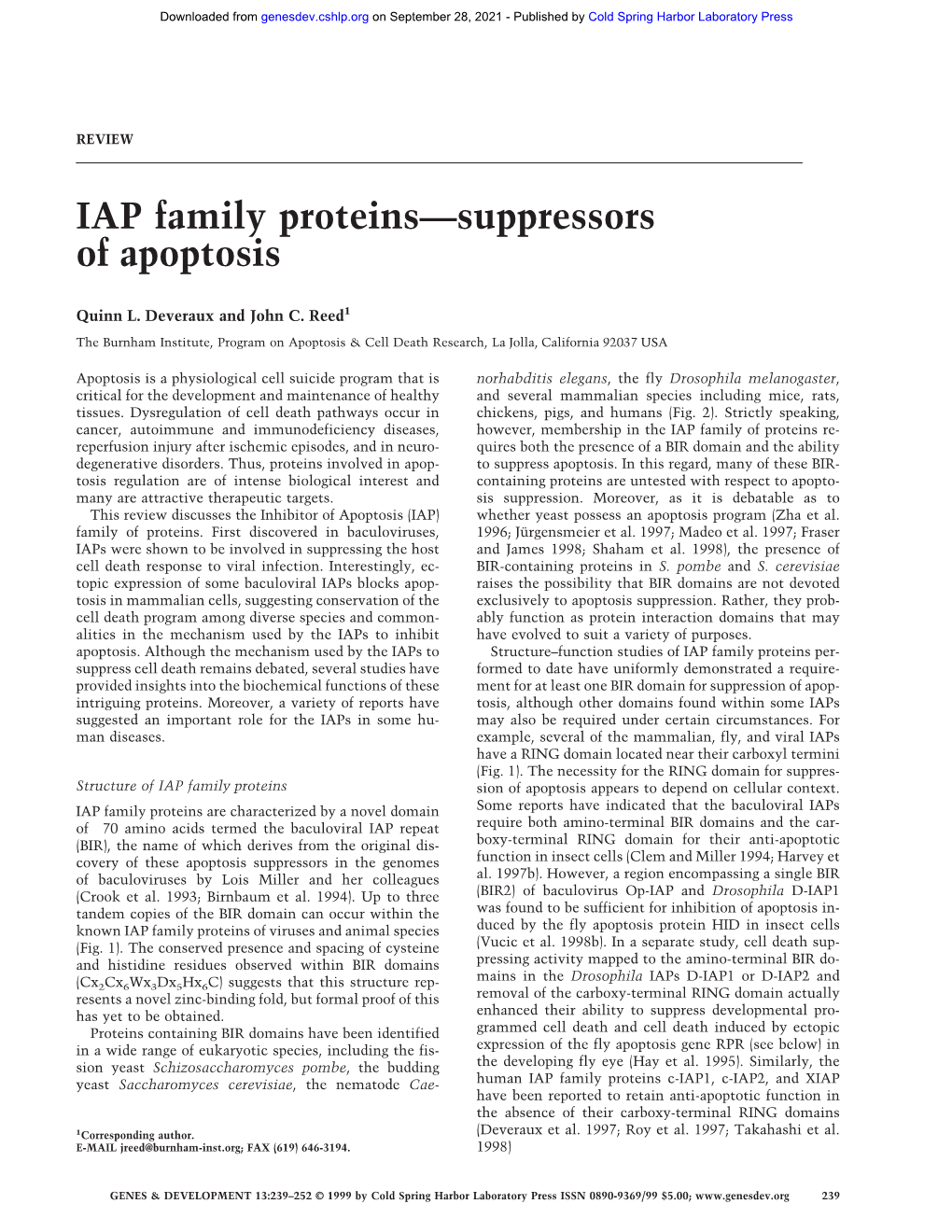 IAP Family Proteins—Suppressors of Apoptosis