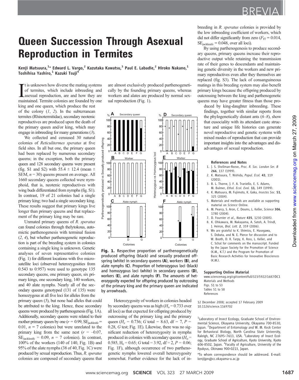 Queen Succession Through Asexual Reproduction in Termites BREVIA