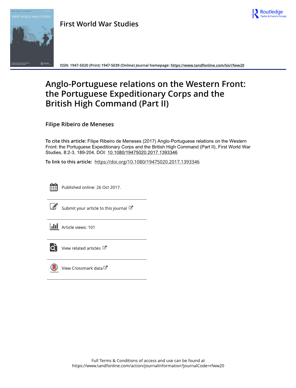 Anglo-Portuguese Relations on the Western Front: the Portuguese Expeditionary Corps and the British High Command (Part II)