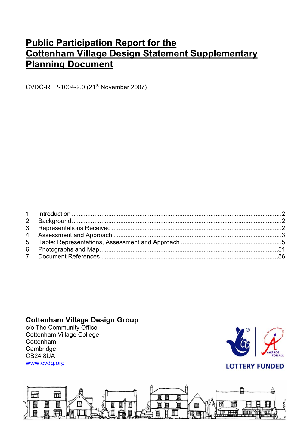 Public Participation Report for the Cottenham Village Design Statement Supplementary Planning Document