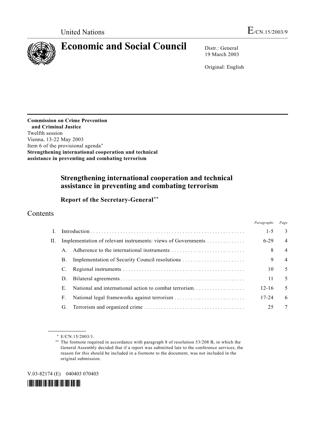 Economic and Social Council Distr.: General 19 March 2003