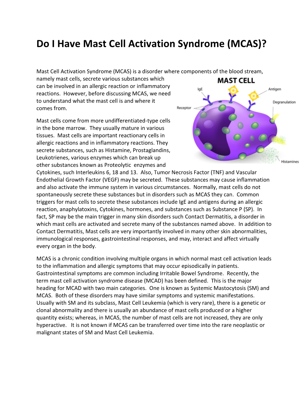 Do I Have Mast Cell Activation Syndrome (MCAS)?