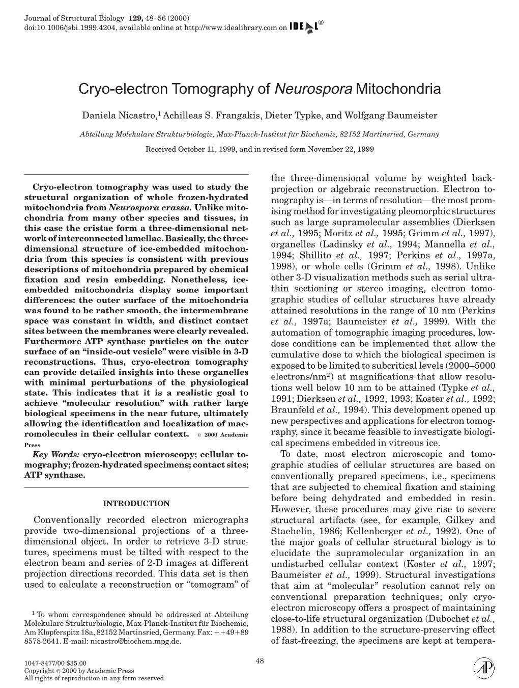 Cryo-Electron Tomography of Neurospora Mitochondria