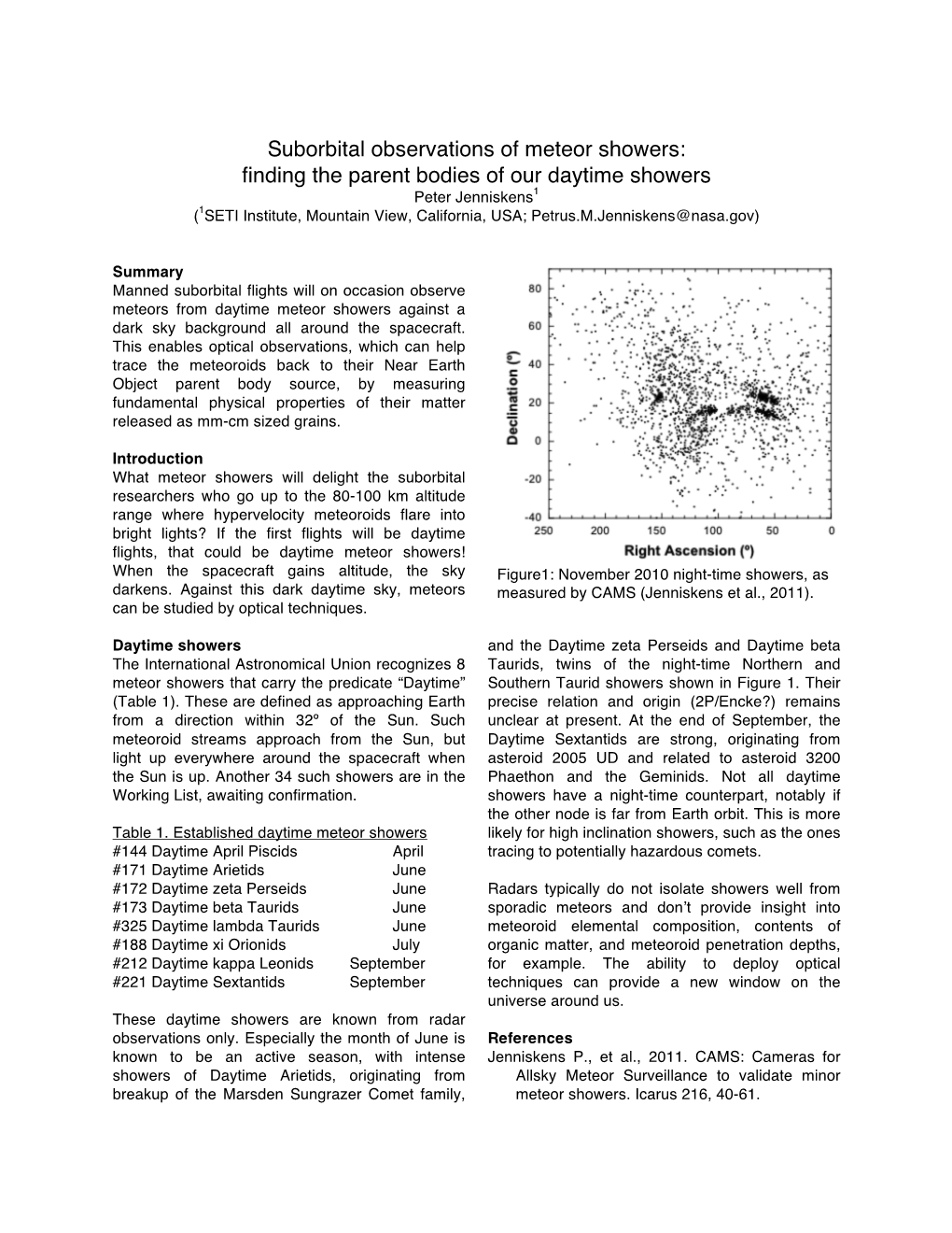 Suborbital Observations of Meteor Showers