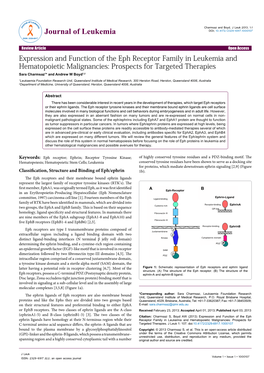 Expression and Function of the Eph Receptor