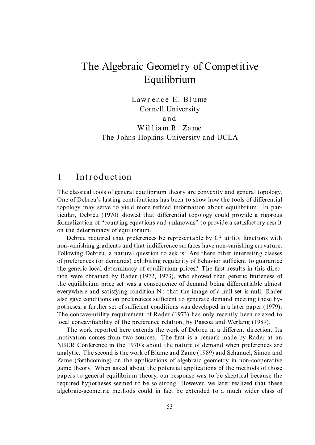 The Algebraic Geometry of Competitive Equilibrium