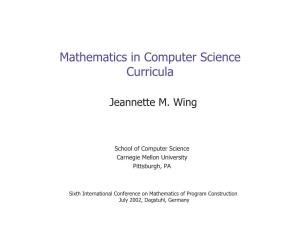 Mathematics in Computer Science Curricula