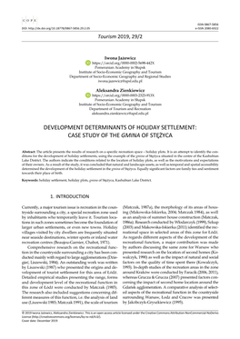Development Determinants of Holiday Settlement: Case Study of the Gmina of Stężyca
