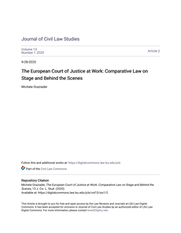 The European Court of Justice at Work: Comparative Law on Stage and Behind the Scenes
