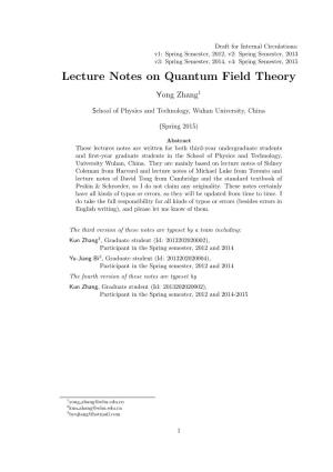 Lecture Notes on Quantum Field Theory
