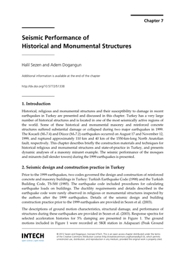 Seismic Performance of Historical and Monumental Structures