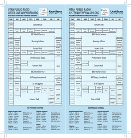 Week-At-A-Glance Schedule for Utah Public Radio