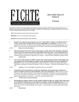 2007-2008 Fake ICT Packet 9 Tossups