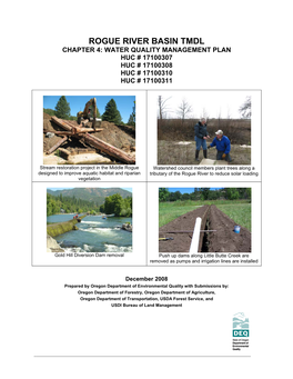 Rogue River Basin Tmdl Chapter 4: Water Quality Management Plan Huc # 17100307 Huc # 17100308 Huc # 17100310 Huc # 17100311