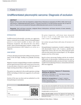 Undifferentiated Pleomorphic Sarcoma: Diagnosis of Exclusion