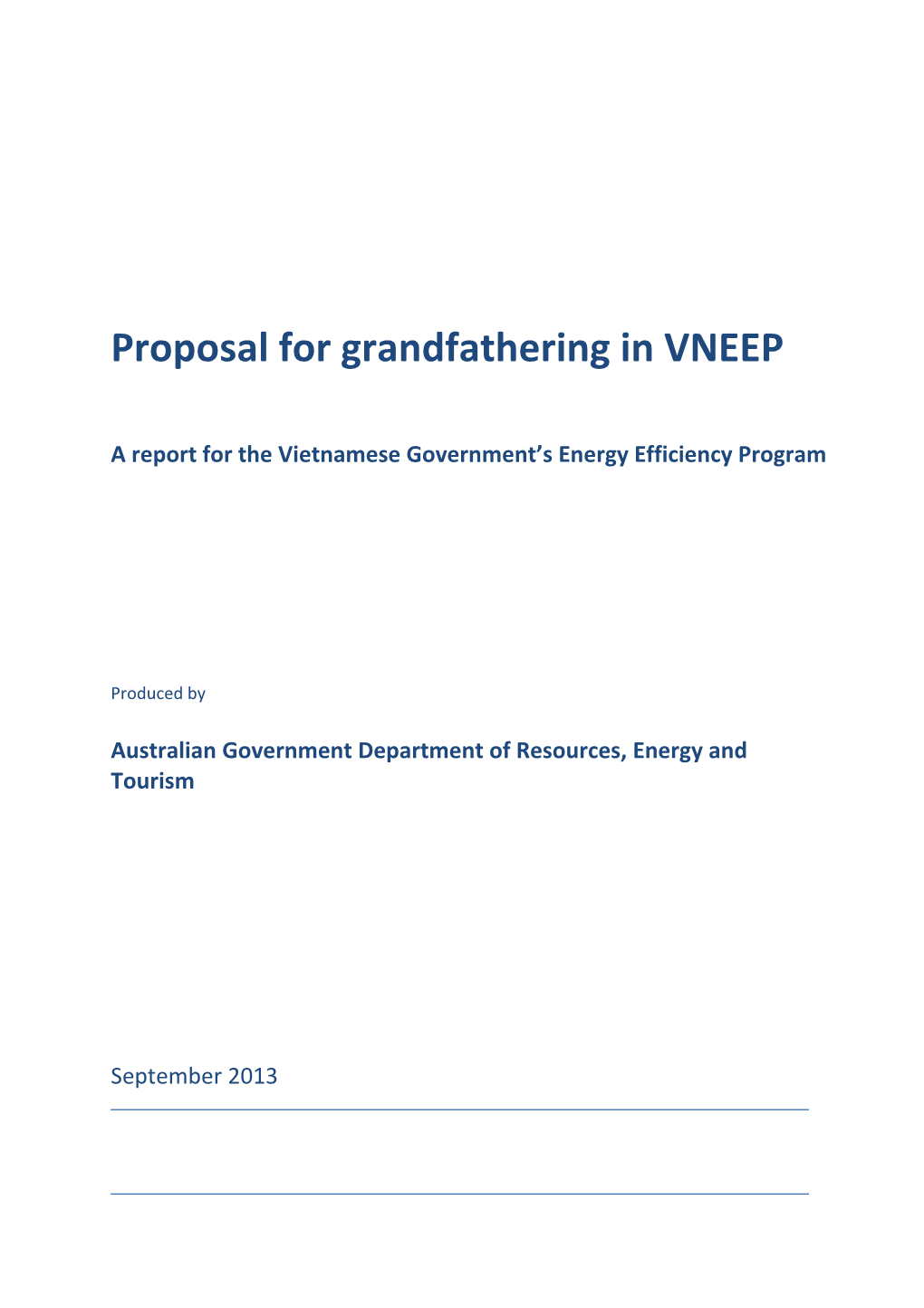 Proposal for Grandfathering in VNEEP