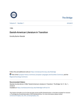 Danish-American Literature in Transition